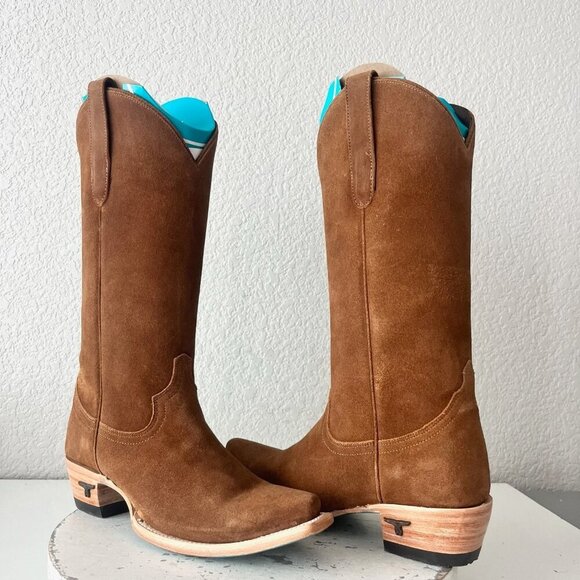 Lane EMMA JANE Womens Cowboy Boots 6.5 Toffee Suede Western Cowgirl Mid Calf - Picture 1 of 11